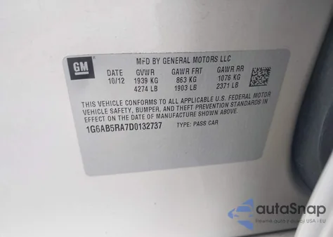 2013 Cadillac Ats Luxury z USA, uszkodzony, nr VIN 1G6AB5RA7D0132737